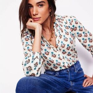 Boden Fay Floral Smock Shirt
